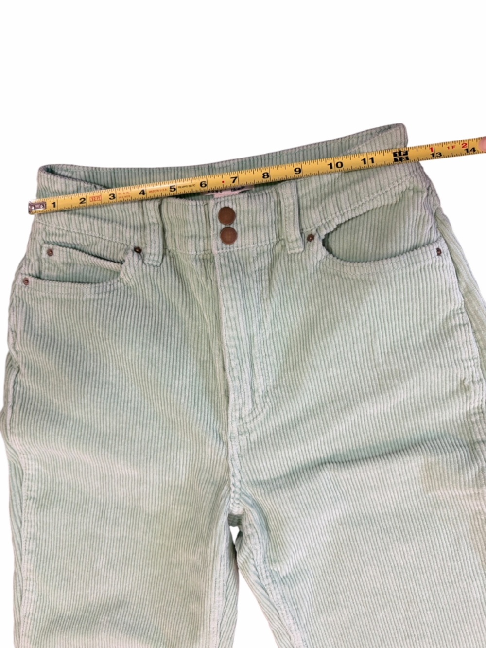 Billabong x Salty Blonde Sage Green Corduroy Pants High Rise Straight Leg 26 - Picture 8 of 10